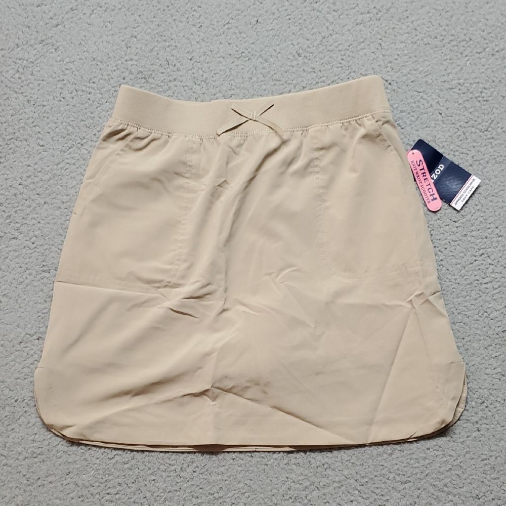 Izod Beige Stretch Mini Skort with Elastic Waistband Size 12